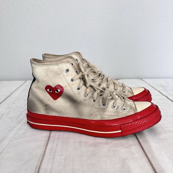Converse Chuck Taylor X CDG Play All-Star 70 Hi Top Beige Red (A01794C) … - Picture 1 of 11